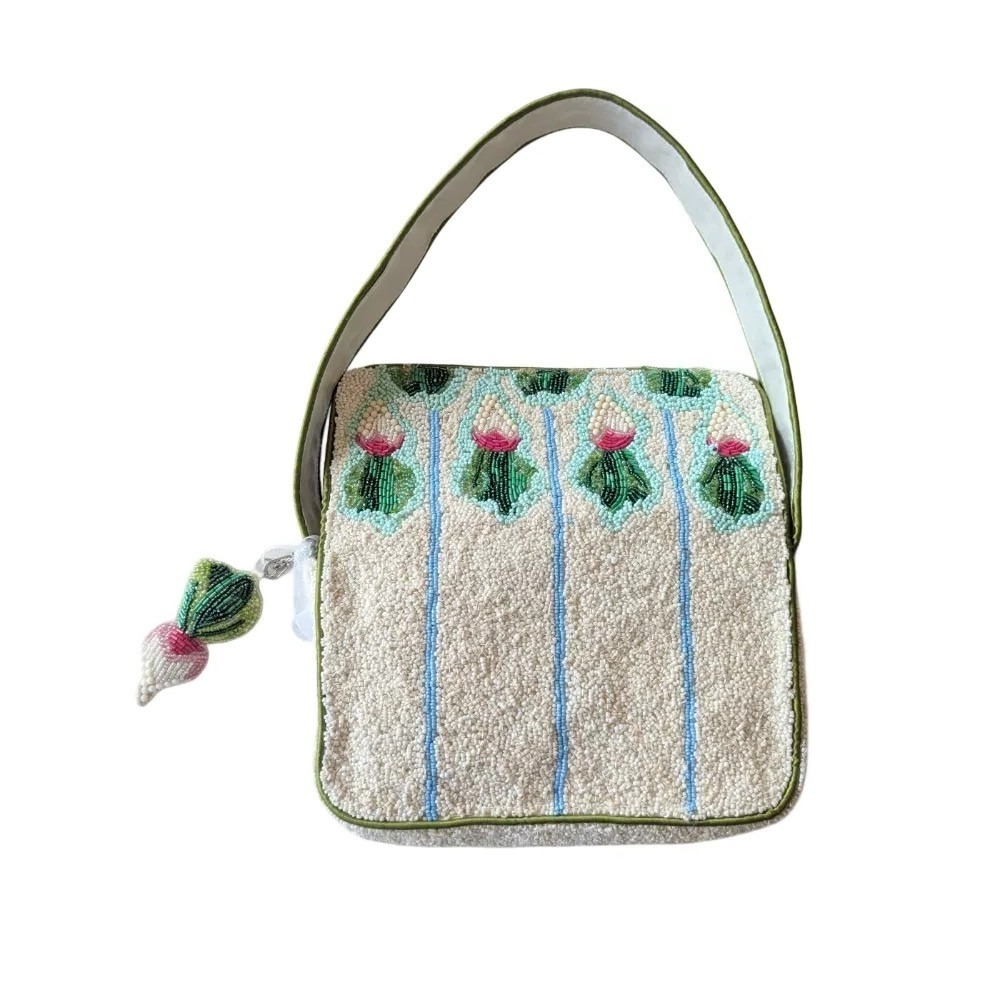 Handcrafted In India Viral Beaded Radish Shoulder Bag with Charm NWT - Picture 7 of 9